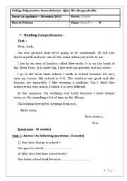 English Worksheet: Global Test 1 8th form