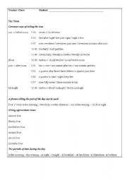 English worksheet: Telling the time