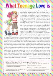 English Worksheet: What teenage love is