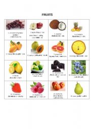 English Worksheet: KINDS OF FRUITS
