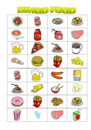 English Worksheet: Bingo food