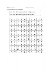 English Worksheet: Action Verbs puzzle