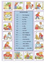 English Worksheet: HOUSEWORK level 2/3