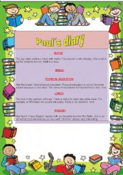 English Worksheet: Pauls diary