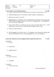 English worksheet: Test on American History 