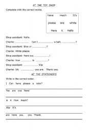 English Worksheet: AT THE SHOP