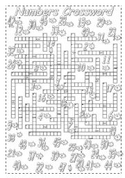 English Worksheet: Numbers Crossword. Part I.