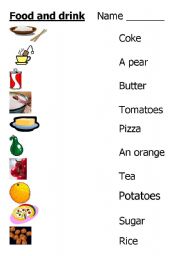 English worksheet: Food and drink