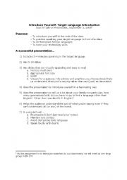 English Worksheet: Introduce Yourself: Target Language Introduction