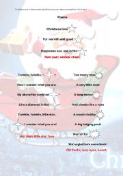 English Worksheet: Christmas Poems