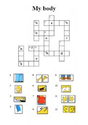 English Worksheet: My Body Crossword