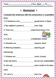 English Worksheet: Superlative, Comparative