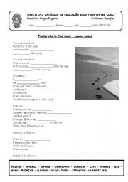 English Worksheet: Footprints in the sand lyrics + activity