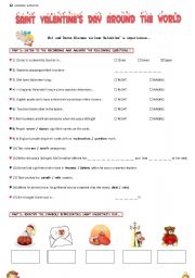 English Worksheet: Saint Valentines Day around the World ( 3 pages )