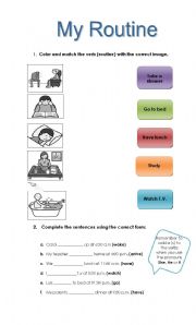 English Worksheet: Routine worksheet