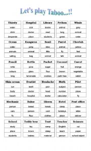 English Worksheet: Lets play Taboo!!