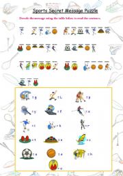 English Worksheet: Sports secret message