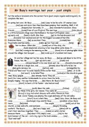 English Worksheet: Mr Busy got married last year EASIER VERSION -past simple