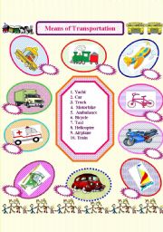 English Worksheet: Means of transportation