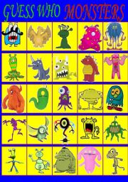 English Worksheet: GUESS WHO. MONSTERS.