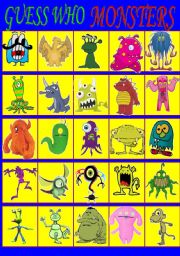 English Worksheet: GUESS WHO. MONSTERS.
