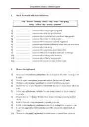English worksheet: Personality - vocabulary & exercises
