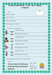 English Worksheet: Personal Information