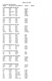 English Worksheet: Irregular Verbs and Exercises