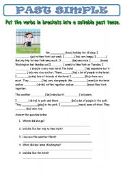 English Worksheet: Past tense with a short reading