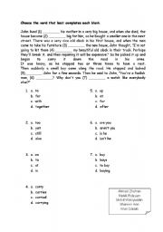 English Worksheet: cloze test