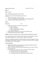 English worksheet: Summary Writing in Novels