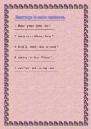 English worksheet: rearrange