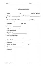 English Worksheet: Making appointment - Conversation