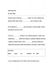 English Worksheet: Wearing A Sari
