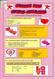 English Worksheet: valentines song
