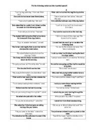 English Worksheet: reported speech