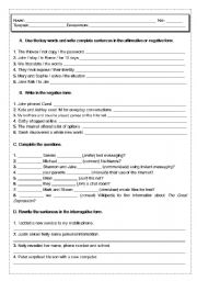 English Worksheet: Past Simple Test