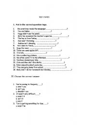 English Worksheet: Tag questions