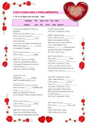English Worksheet:  St. Valentines Day . I don`t wanna miss a thing