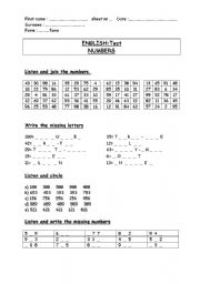 NUMBERS -->100 written test