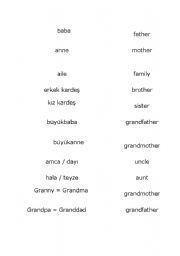 English Worksheet: family flashcards