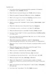 English Worksheet: Australia Quiz - Questions