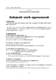 English worksheet: Subject-verb agreement