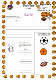 English Worksheet: basketball writing