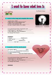 English Worksheet: St. Valentines Day Song