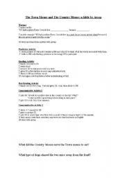 English Worksheet: the town and country mouse