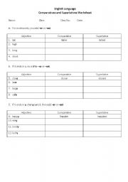 English Worksheet: Comparatives & Superlatives WS