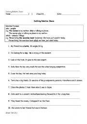 English Worksheet: Defining Relative Clause