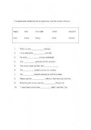 English worksheet: adjectives