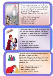 English Worksheet: Mini comprehensions - fairy tales